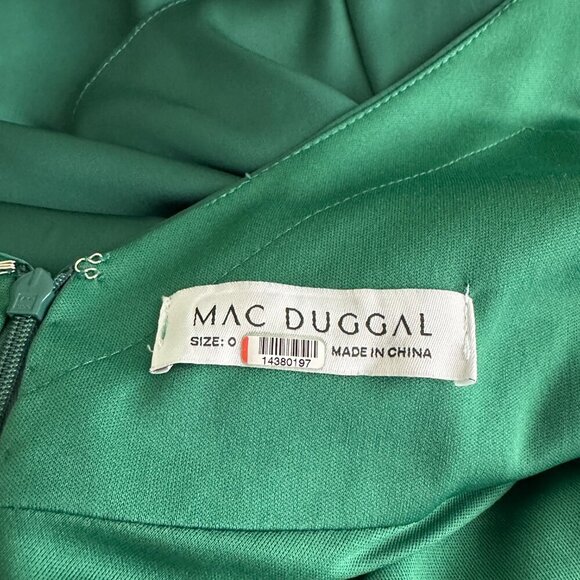 Mac Duggal Satin Ruffle Gown Emerald 0 #8619 - Picture 7 of 9